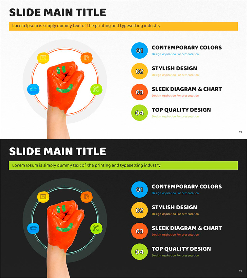 물감 아트와 주먹의 독창적 프레젠테이션 슬라이드