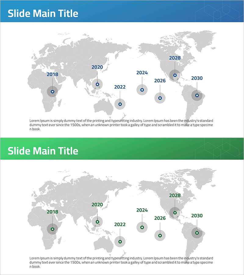 글로벌 네트워크를 시각화한 연도별 지도 슬라이드