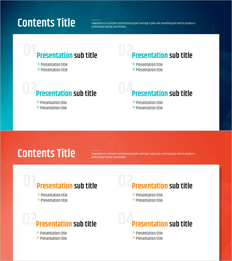 이력서 PPT 템플릿 – 전문적인 목차 디자인