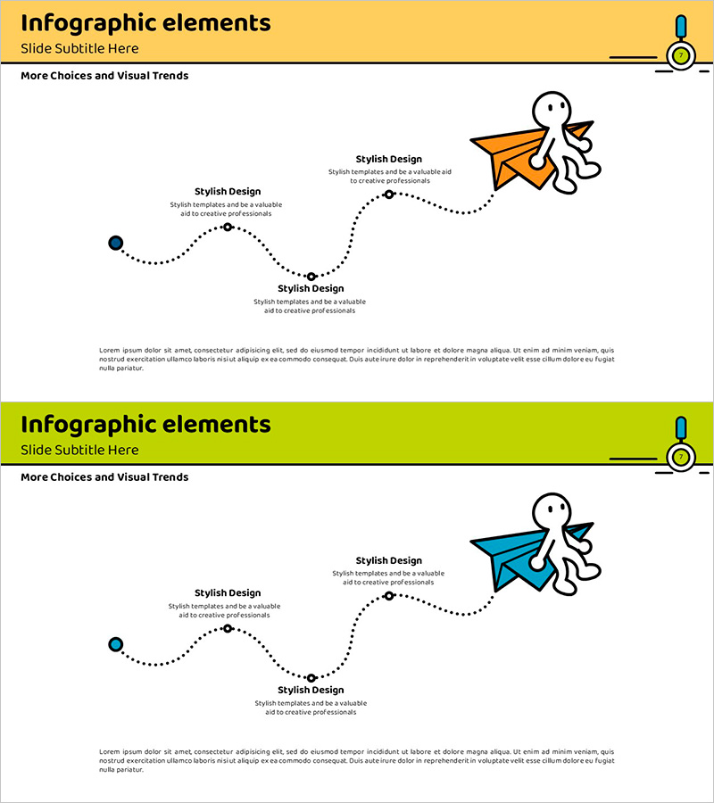 종이비행기 곡선 흐름 인포그래픽 - 운영 계획 도구
