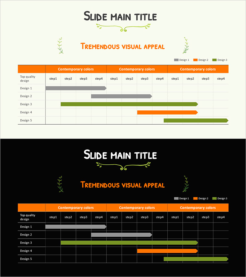 오렌지 그린 일정표 – 시각적 매력