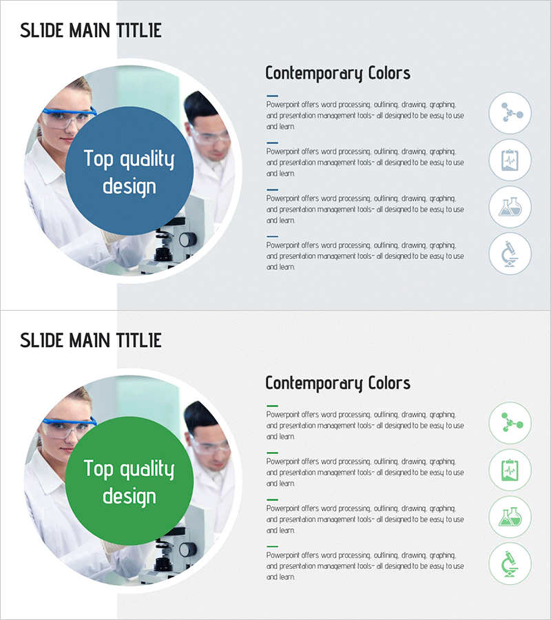 미니멀한 디자인의 실험실 PPT – 최고 품질을 강조