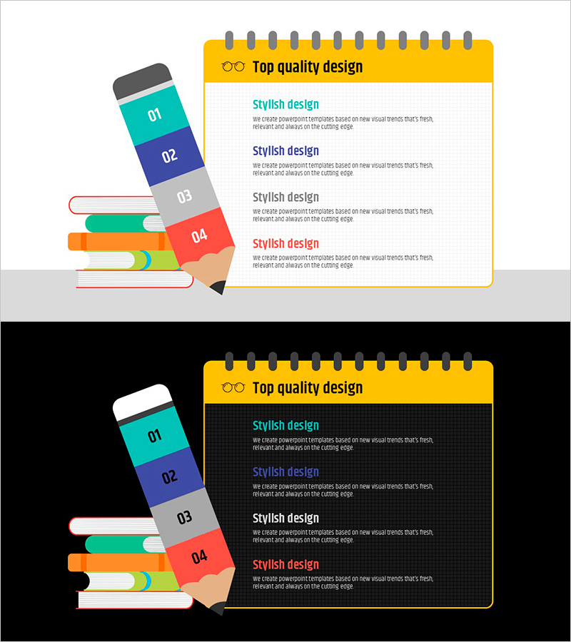 연필 스텝 다이어그램 – 사업 추진 전략 및 운영 계획
