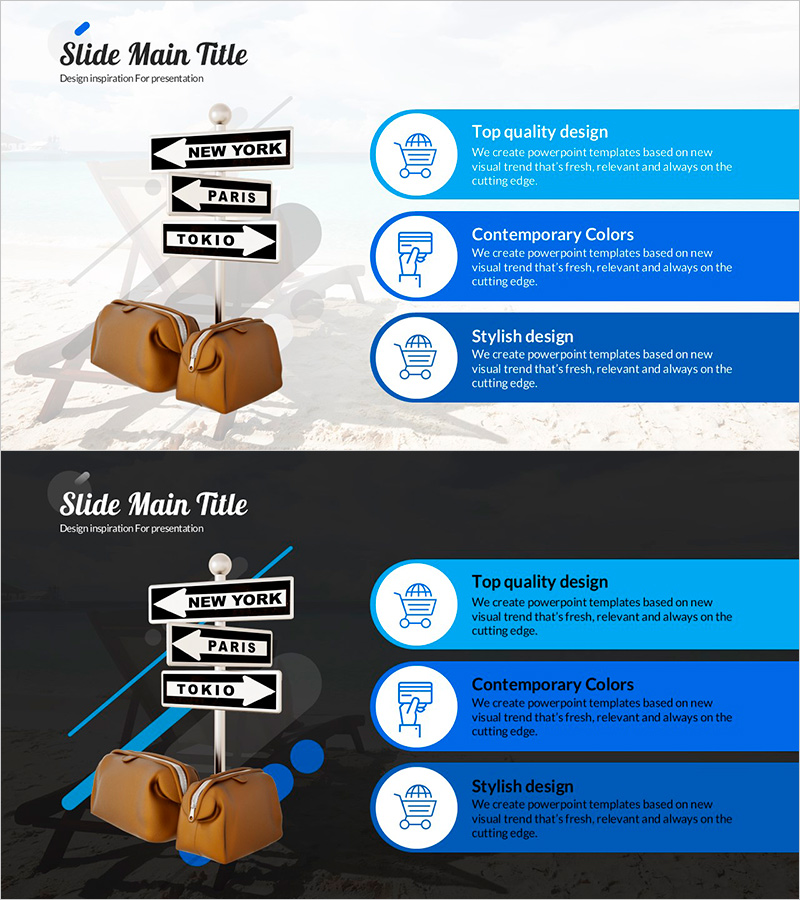 여행 중 쇼핑 계획 슬라이드 – 마케팅 전략을 시각화