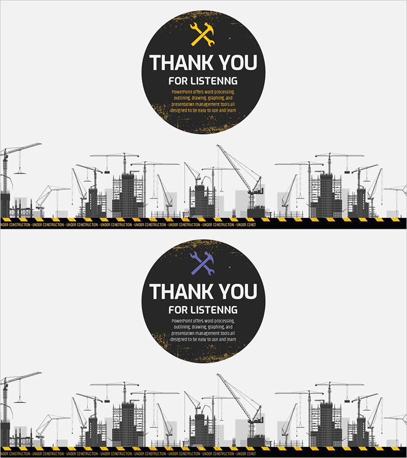 Architectural Safety Illustration PPT Ending – Thank You Message