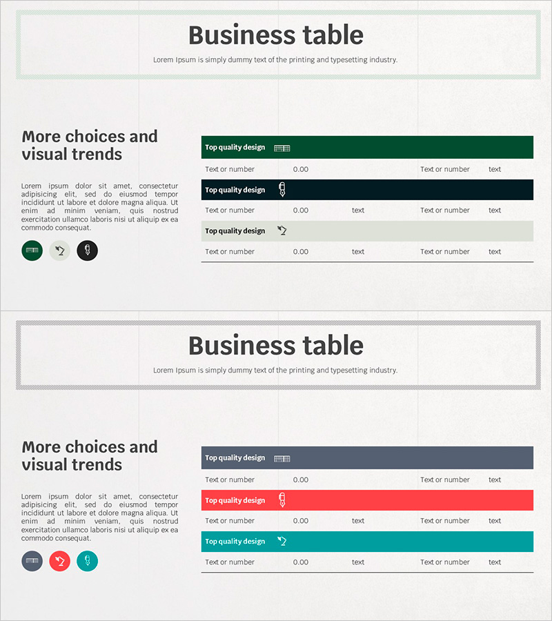 그린 레드 비즈니스 테이블 – 시장 분석 슬라이드