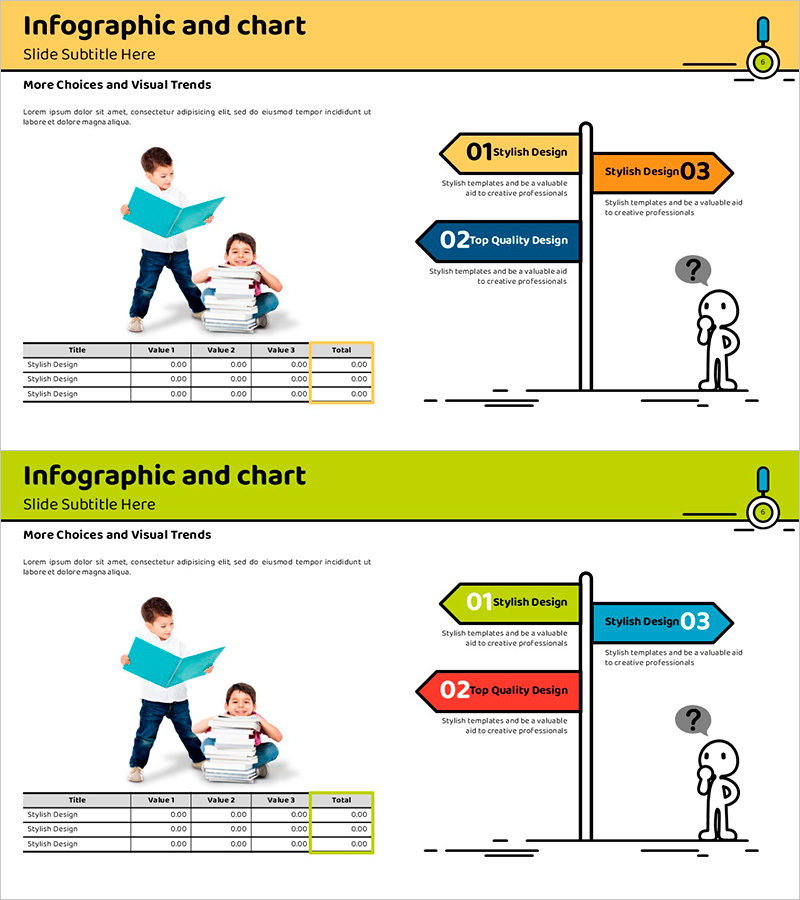 테이블차트와 화살표 표지판