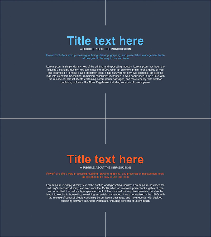 인트로 슬라이드를 위한 파랑 주황 비즈니스 디자인