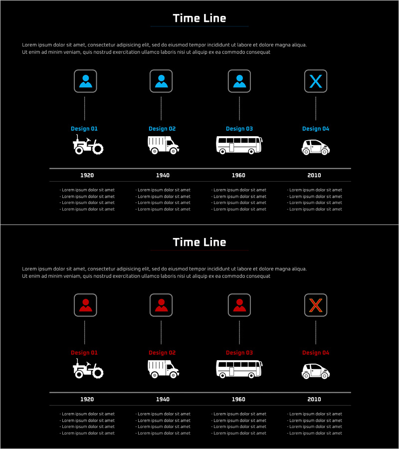 Visualizing the History of Automobile Development with a Diagram Slide