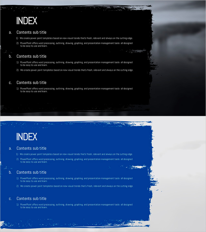 Paint Splash Presentation Template Table of Contents – The Start of Creative Presentations