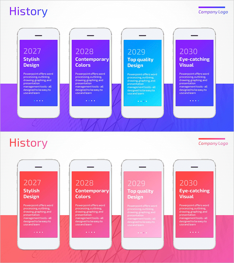 Mobile App Theme History Presentation Slide