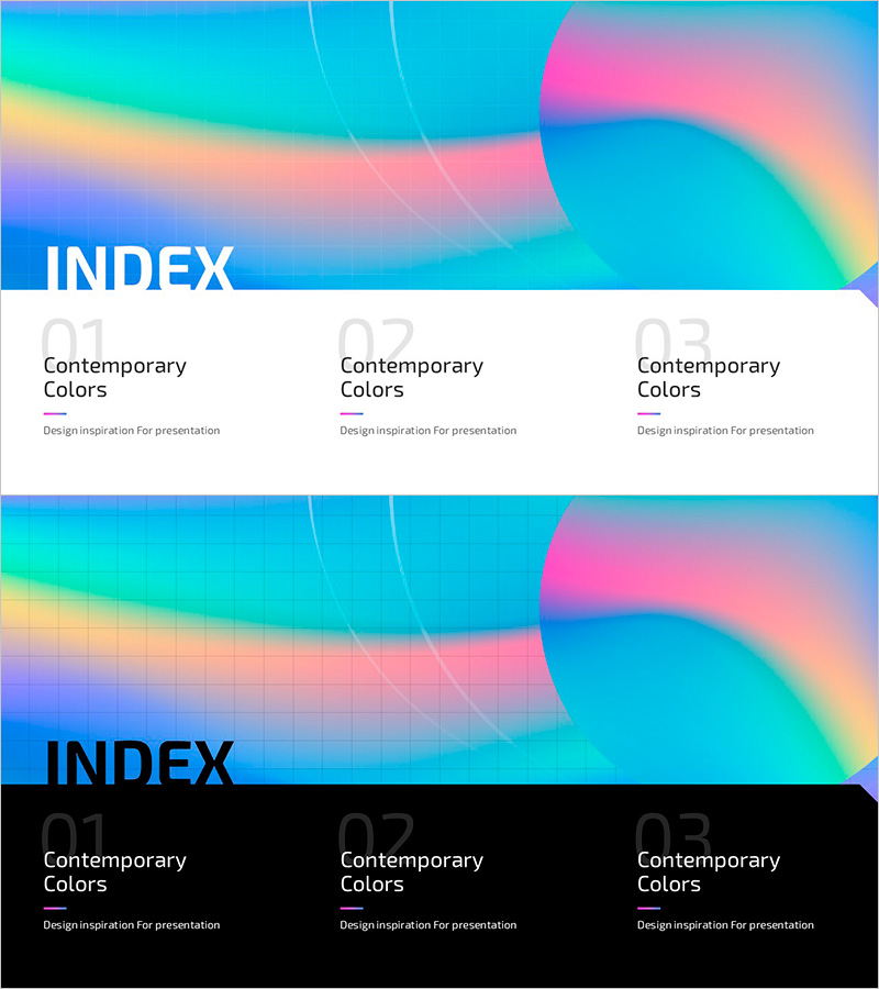 Hologram Wide PPT Table of Contents – Captivating with Contemporary Colors