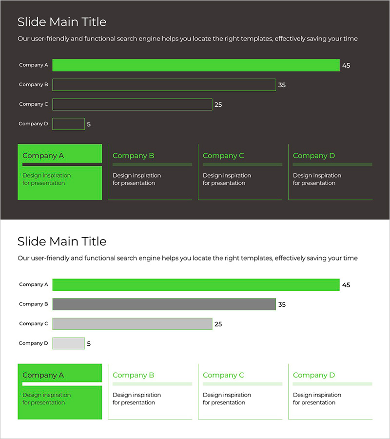 그린&그레이 가로막대 차트 – 시장 분석과 경쟁력 제고