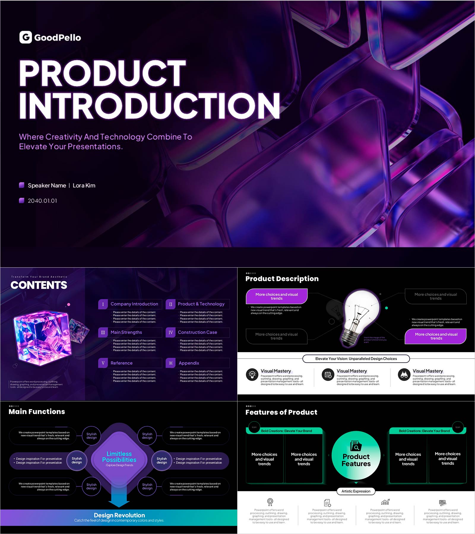 프리미엄 제품 소개서 PPT 템플릿 – 세련된 스퀘어 그래픽 디자인