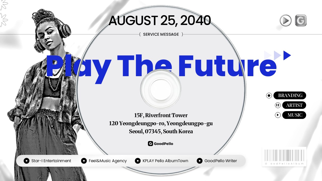 뮤직 플랫폼 서비스 소개서 템플릿 - 디지털·엔터테크 기업 제안용 PPT