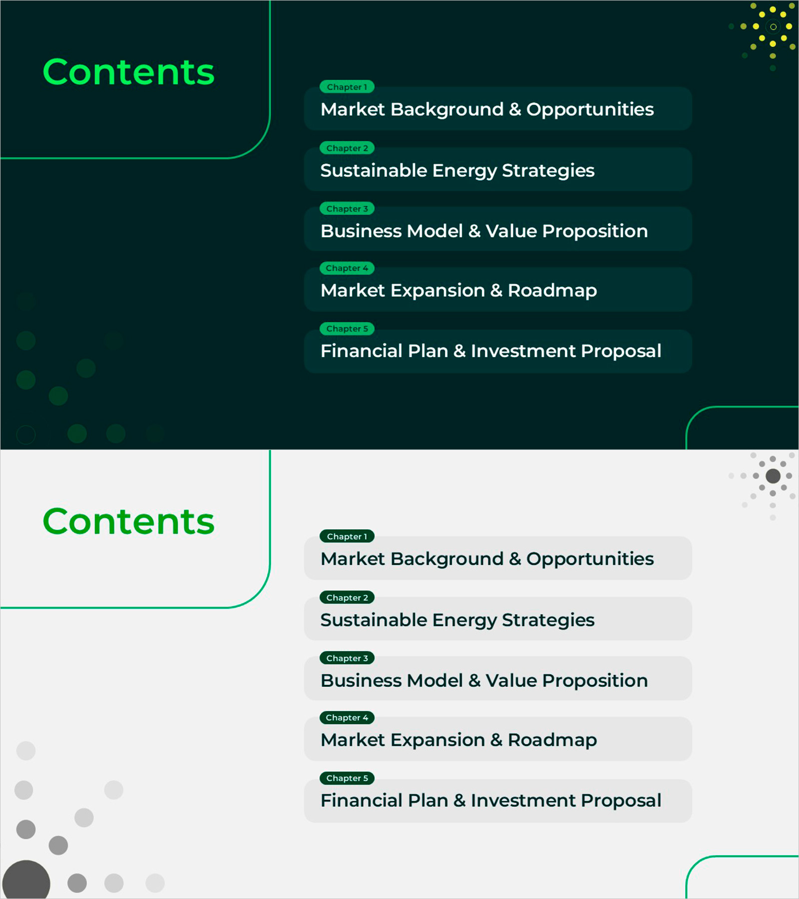 그린 에너지 성장 목차 슬라이드