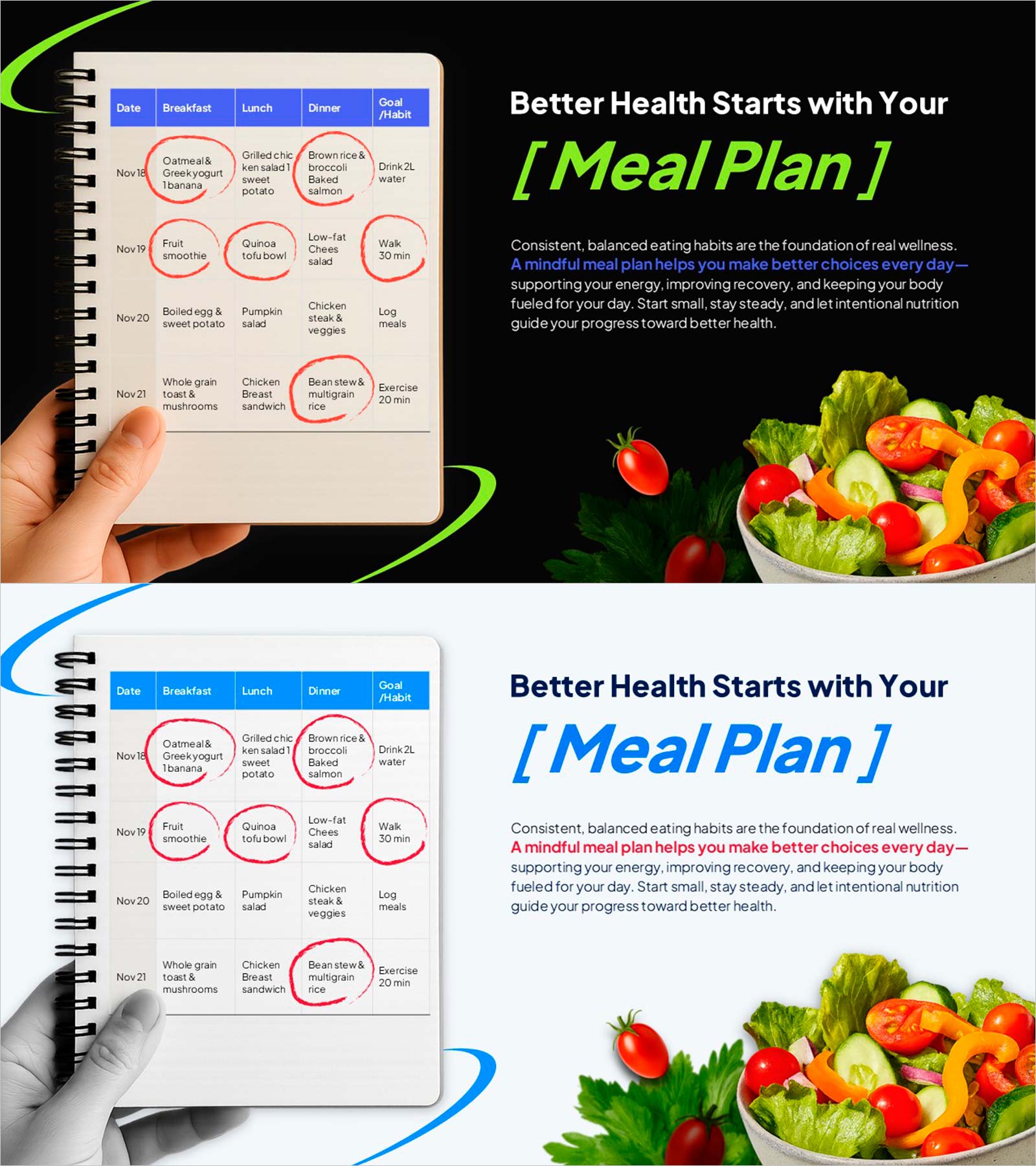 식단 계획, 더 나은 선택의 시작