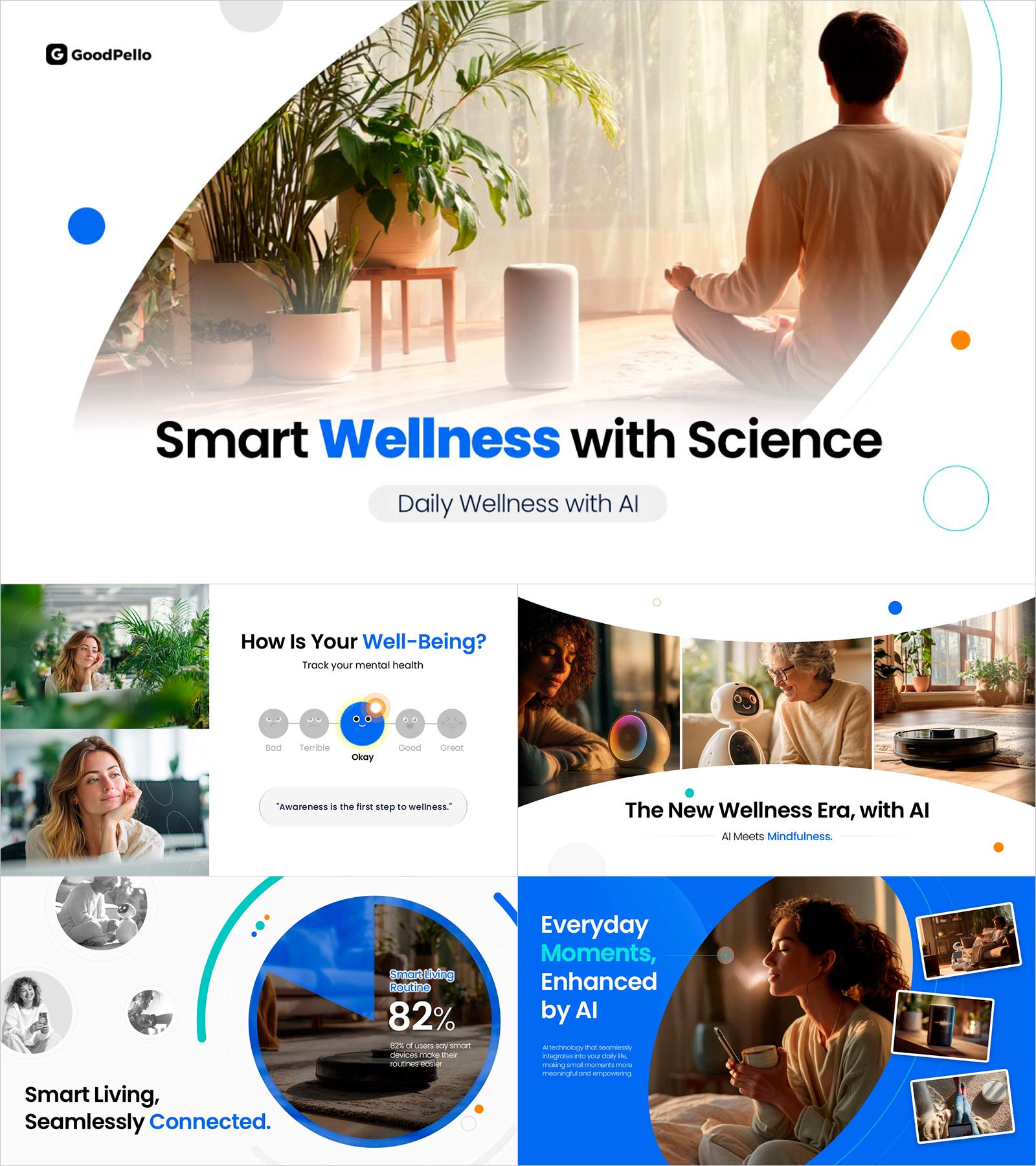AI 웰니스 프레젠테이션 템플릿 – 스마트 라이프를 위한 모던 디자인