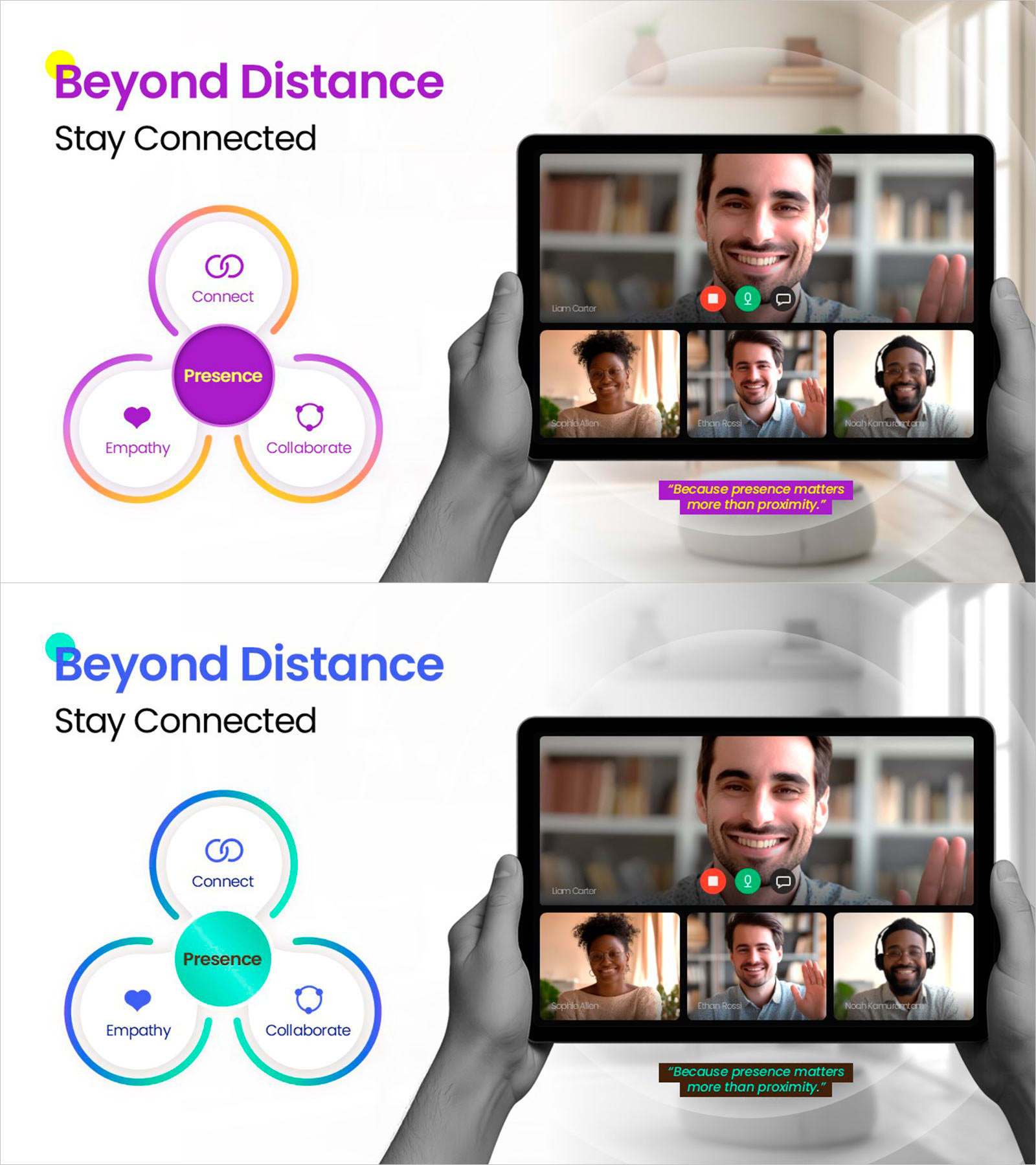 원격 환경에서도 연결감을 높이는 커뮤니케이션 PPT 슬라이드 – Presence 중심