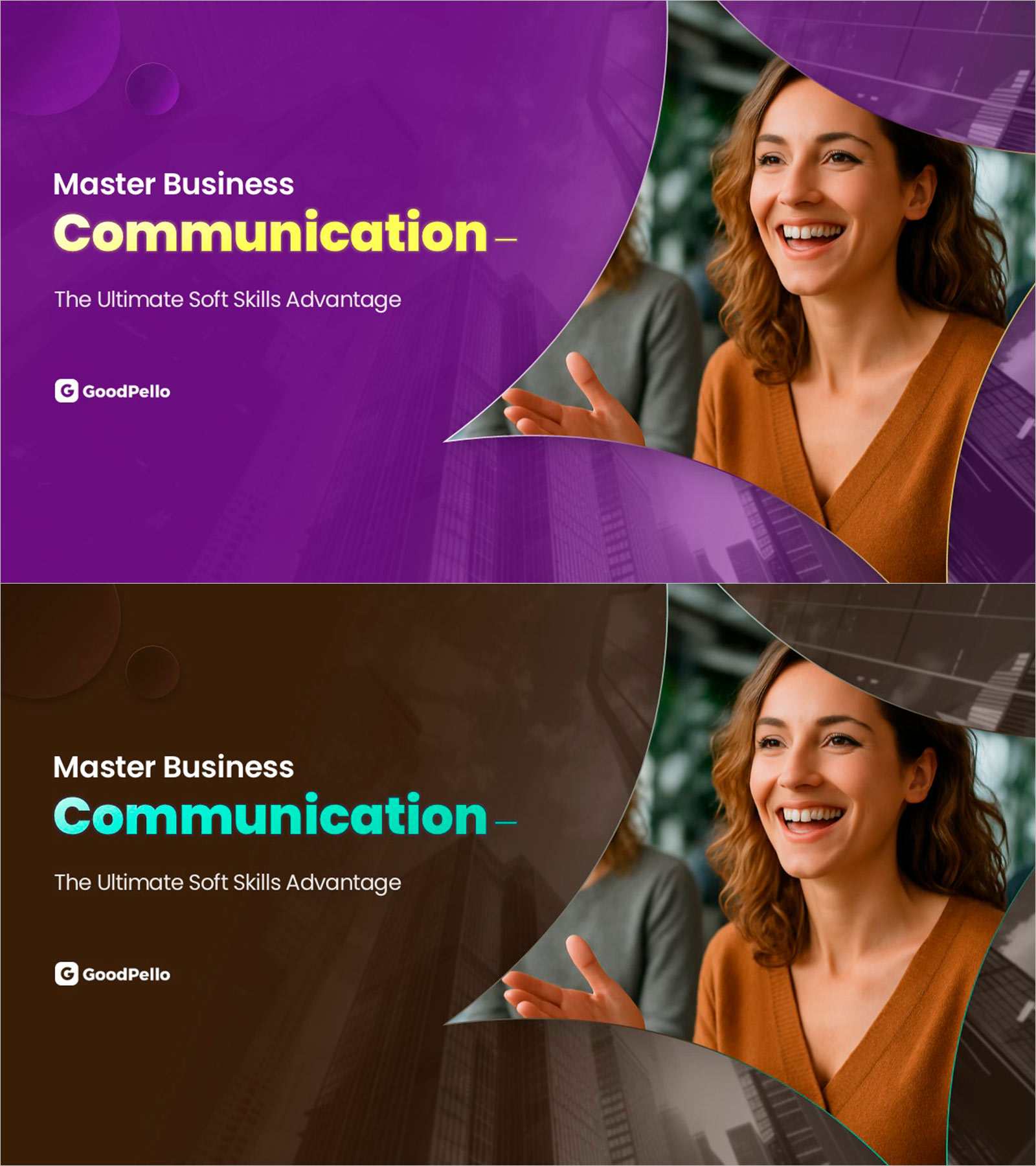 비즈니스 커뮤니케이션 커버 PPT 템플릿 – 소프트 스킬 강조