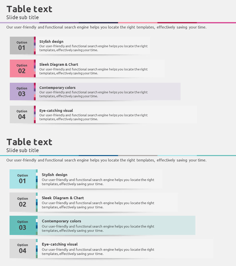 삼각형 패턴 PPT 템플릿 – 깔끔한 테이블 디자인