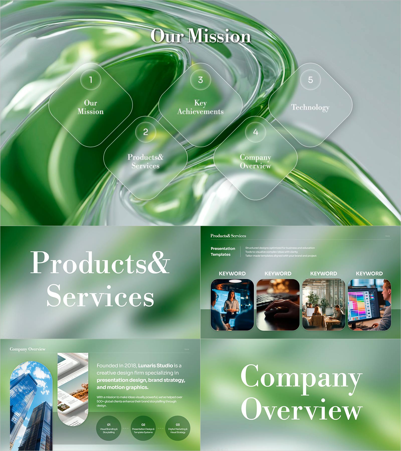 기업 소개 모션 템플릿 – 하이퍼링크 & 모핑 효과