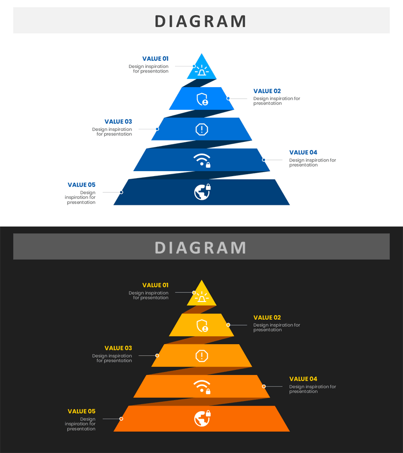 무료 피라미드 구조 다이어그램 PPT 템플릿 – 가치 단계를 시각적으로 표현하는 층상형 디자인