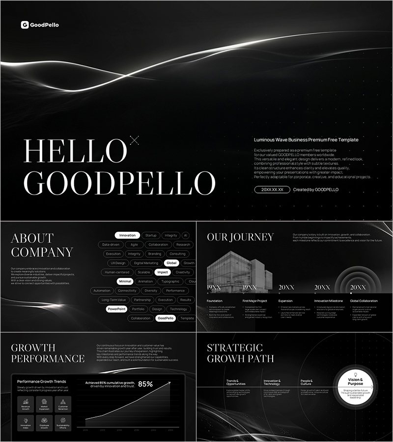Premium Free Luminous Wave Business PowerPoint Presentation