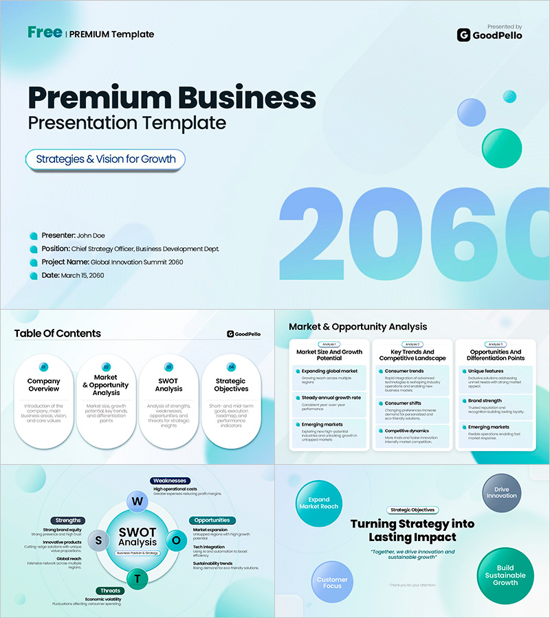 모던 비즈니스 전략 프레젠테이션 무료 템플릿