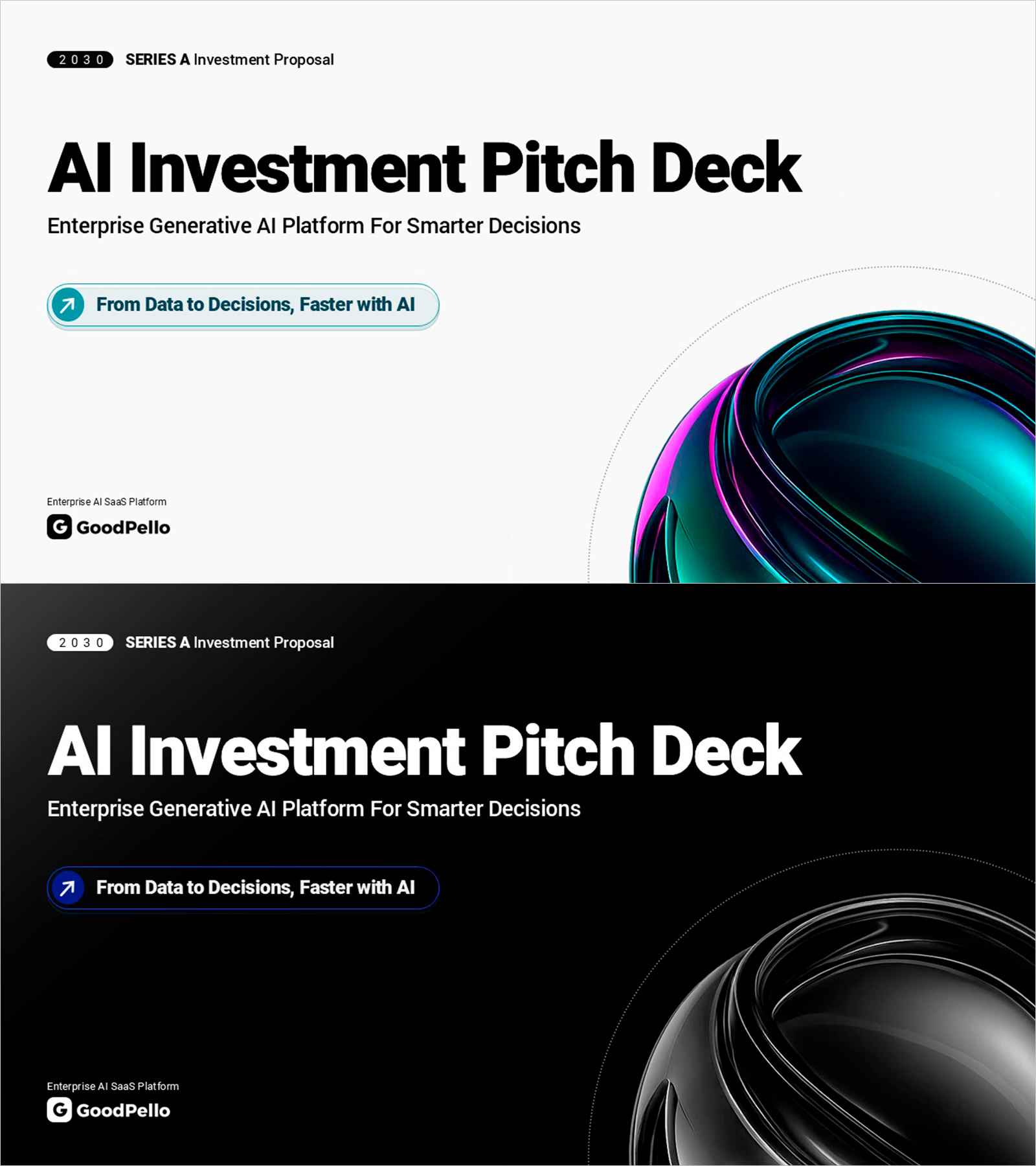 PPT 템플릿 – AI 투자 피치덱 표지, 기업 소개 커버 슬라이드