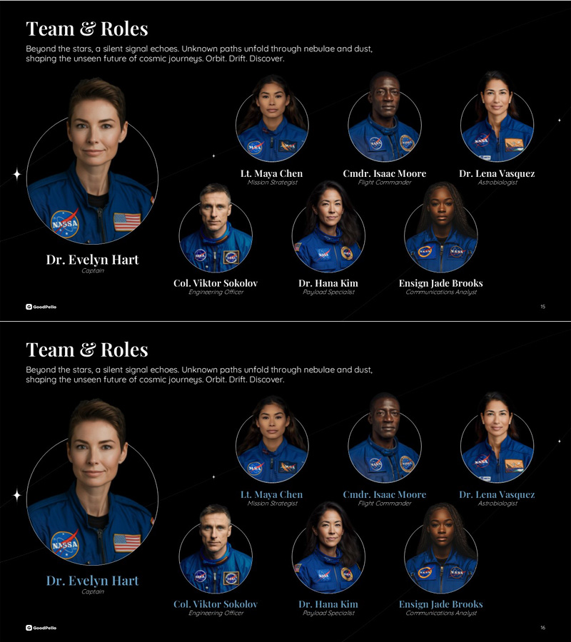 PPT 팀 소개 슬라이드 – 인물 프로필 원형 레이아웃