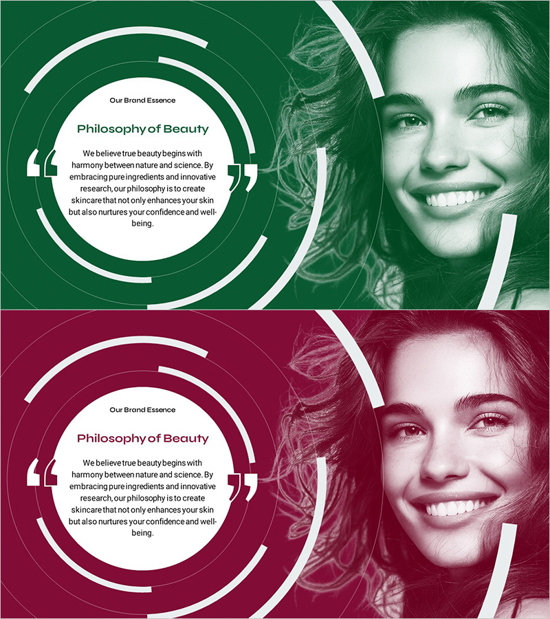 파워포인트 본문 슬라이드 – 뷰티 브랜드 철학 및 비전 소개