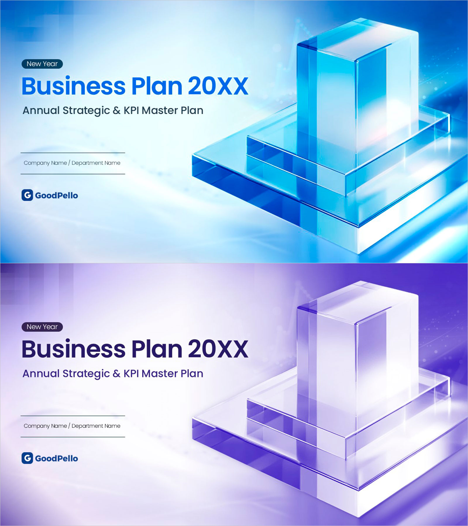 사업 계획서 표지 PPT 템플릿 – 블루 프리미엄 커버