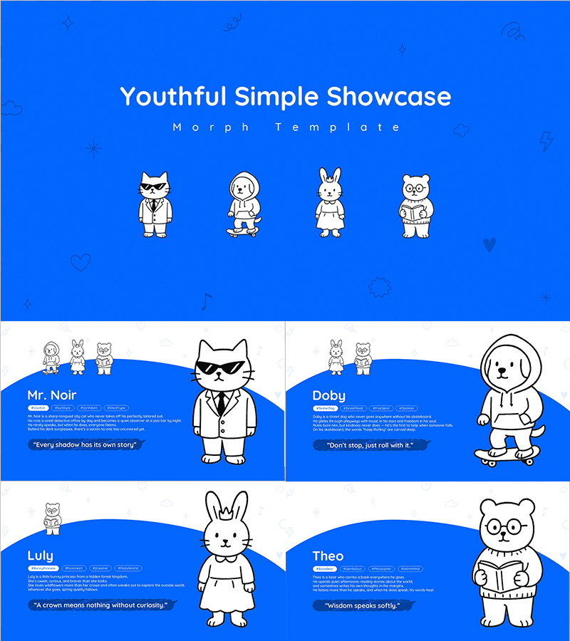 유스풀 심플 캐릭터 쇼케이스 모핑 PPT 템플릿