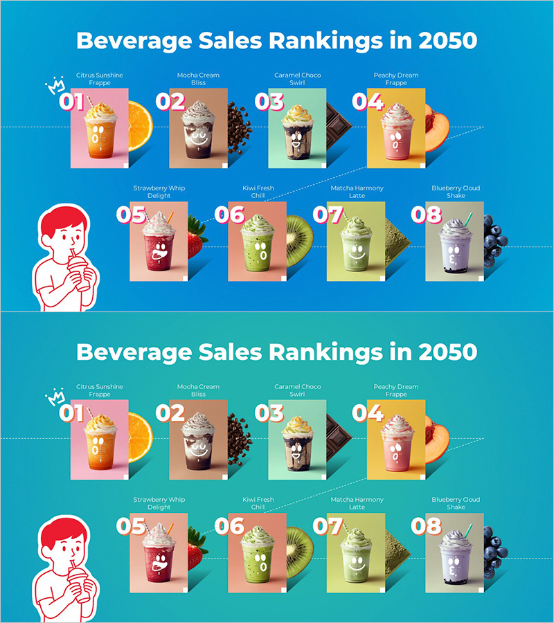 음료 판매 순위 슬라이드 – 디저트 카페 인기 메뉴 랭킹