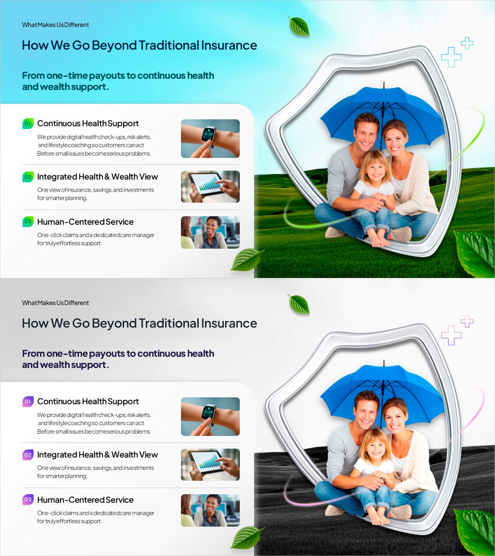 Insurance Value Proposition PowerPoint Slide with 3 Key Service Points  
