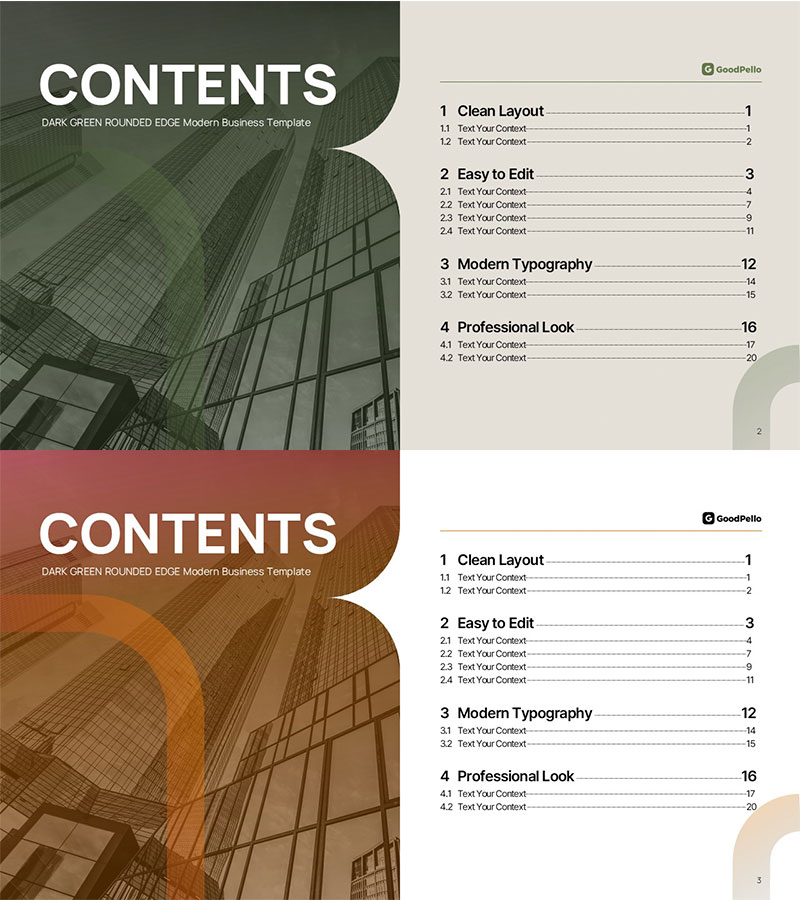 Table of Contents Slide – Rounded Edge Business PowerPoint